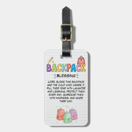 Backpack Blessing Luggage Tag for Kids ラゲッジタグ (正面縦)