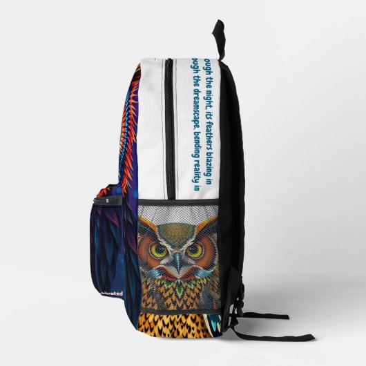 Backpack “Electric Dream Owl” – Night Vision Act. プリントバックパック (右)