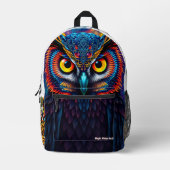 Backpack “Electric Dream Owl” – Night Vision Act. プリントバックパック (正面)