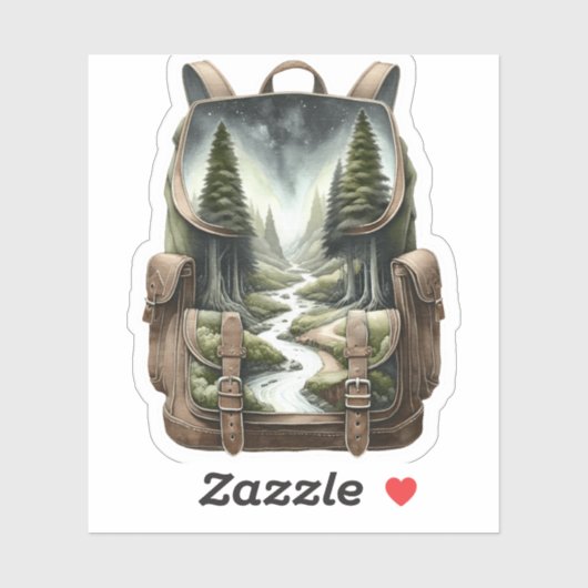 Backpack Forest Waterfall Vinyl Sticker | Decal シール (シート)