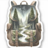 Backpack Forest Waterfall Vinyl Sticker | Decal シール (正面)