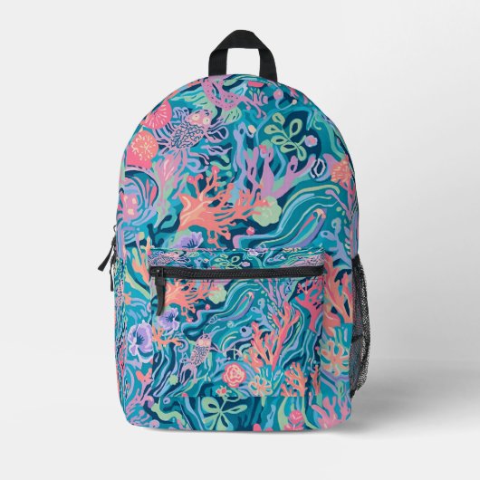Backpack in stylish graphic プリントバックパック (正面)