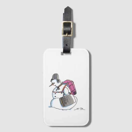 Backpack Snowman luggage tag ラゲッジタグ (正面縦)