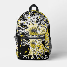 Backpack – Urban Tree Owl & Wealth Surreal Pop-Art プリントバックパック