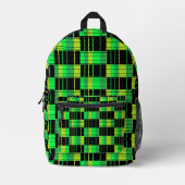 Backpack With Green and Black Plaid Pattern プリントバックパック (正面)
