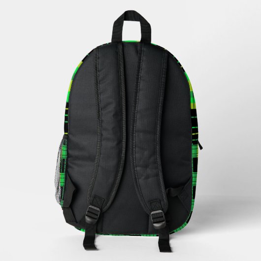 Backpack With Green and Black Plaid Pattern プリントバックパック (裏面)