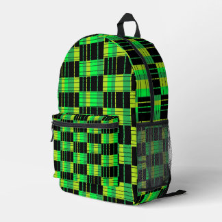 Backpack With Green and Black Plaid Pattern プリントバックパック