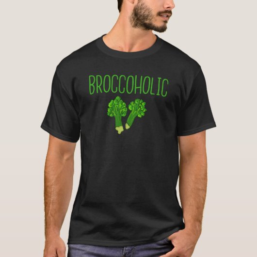 Backprint Broccholic Vegan Meatless and broccoli Tシャツ (正面)