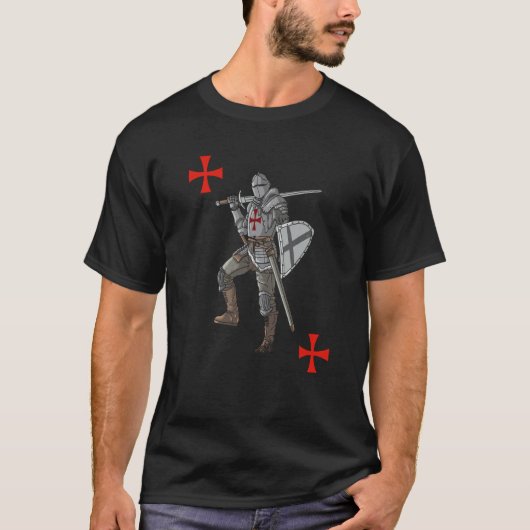 Backprint Crusader Cool Medieval and Knight 1 Tシャツ (正面)