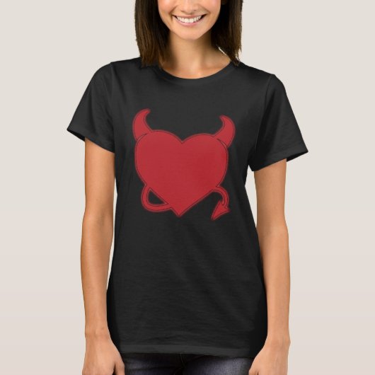 Backprint Devil Heart Little Hearts Valentine s Da Tシャツ (正面)