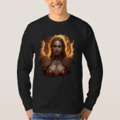 Backprint Female Angel of Fire with Flames of Hell Tシャツ (正面)