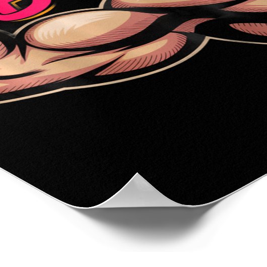 Backprint Funny Gym Humor Biceps Gains Powered By  ポスター (角)