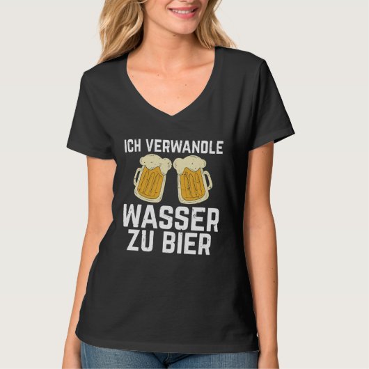 Backprint I turn water into beer Bierbrauer Slogan Tシャツ (正面)