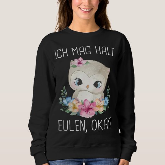 Backprint Ich mag halten Owls okay スウェットシャツ (正面)