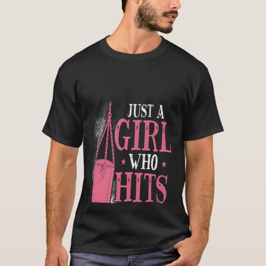 Backprint Just A Girl Who Hits Things Woman Boxing Tシャツ (正面)