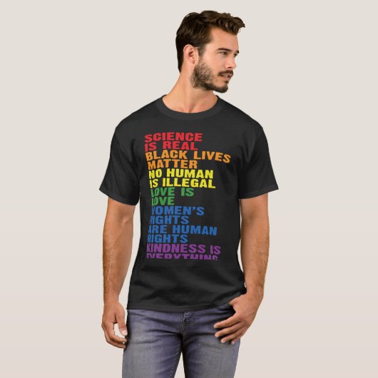 Backprint Kindness is everything LGBTQ+ Pride Tシャツ (正面フル)