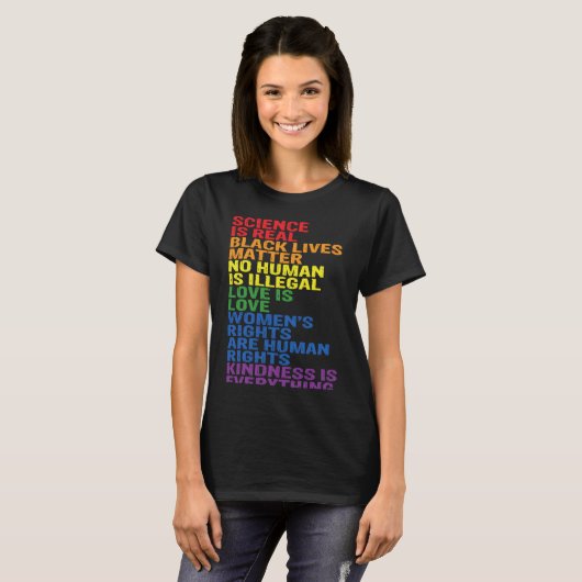 Backprint Kindness is everything LGBTQ+ Pride Tシャツ (正面フル)