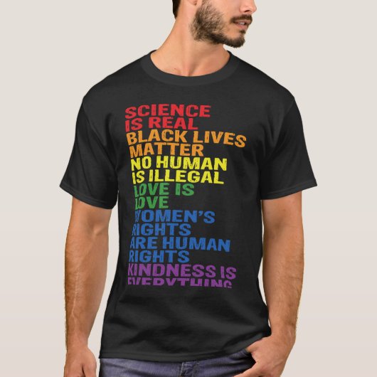 Backprint Kindness is everything LGBTQ+ Pride Tシャツ (正面)