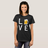Backprint Love beer beer glass and party Tシャツ (正面フル)