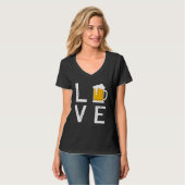 Backprint Love beer beer glass and party Tシャツ (正面フル)