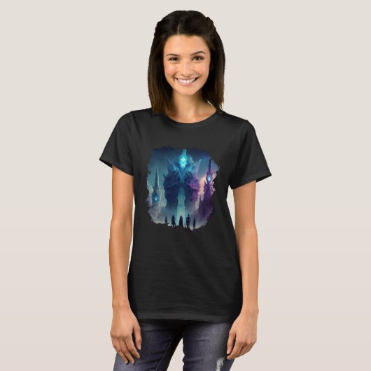 Backprint Mystical alien planet futuristic journey Tシャツ (正面フル)