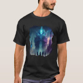 Backprint Mystical alien planet futuristic journey Tシャツ (正面)