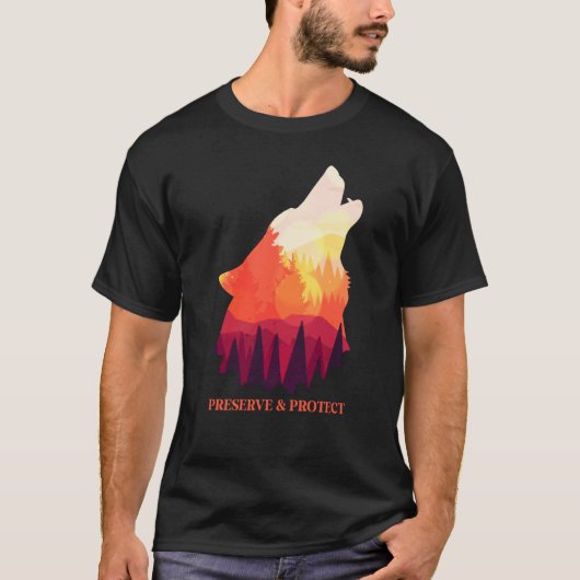 Backprint Preserveとwolves保護とwolf pac Tシャツ (正面)