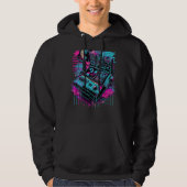 Backprint Retrowave DJテクノFuturesynth Synthwav パーカ (正面)