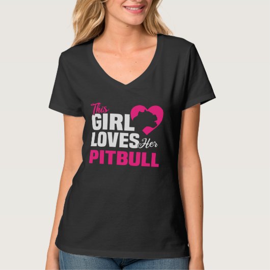 Backprint This girl loves her Pitbull dog and dogs Tシャツ (正面)