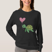 Backprint Valentine s day turtle heart love Tシャツ (正面)