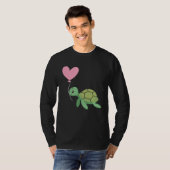 Backprint Valentine s day turtle heart love Tシャツ (正面フル)