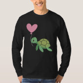Backprint Valentine s day turtle heart love Tシャツ (正面)