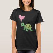 Backprint Valentine s day turtle heart love Tシャツ (正面)