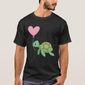 Backprint Valentine s day turtle heart love Tシャツ (正面)