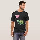 Backprint Valentine s day turtle heart love Tシャツ (正面フル)