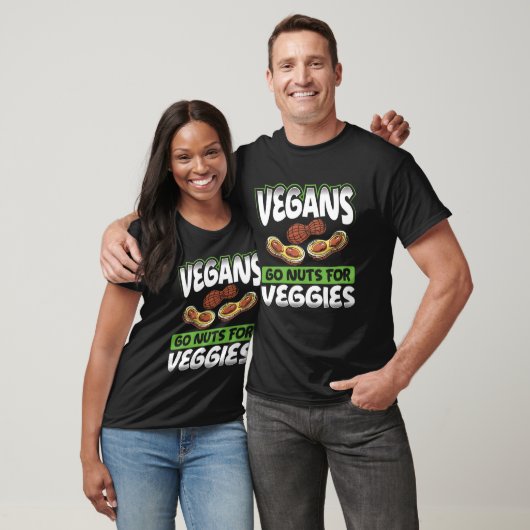 Backprint Vegans Go Nuts For Veggies Veganism Tシャツ (ユニセックス)