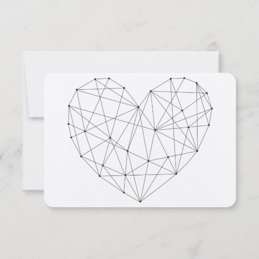 BACKSIDEDと幾何学的ハートRSVPカー結婚ド 出欠カード (裏面)