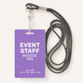 Backstage Pass Event Staff Purple ID Badge バッジ (正面ランヤード)