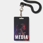 Backstage Pass Media ID Badge with Photo バッジ (正面（ネックストラップ付）)