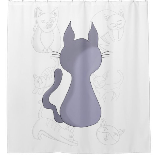 Backward Shy Cat Duvet Cover シャワーカーテン (正面)