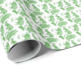 Backyard Animals Holiday Wrapping Paper (Green) ラッピングペーパー