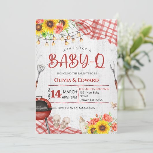 Backyard BBQ Baby Shower 招待状 (スタンド正面)