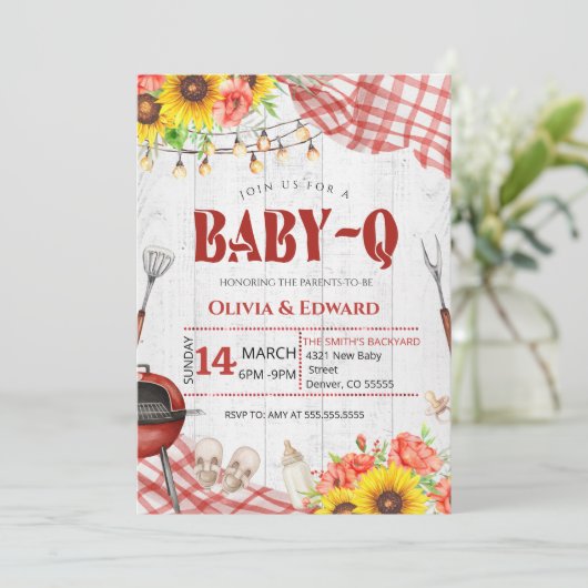 Backyard BBQ Baby Shower 招待状 (スタンド正面)