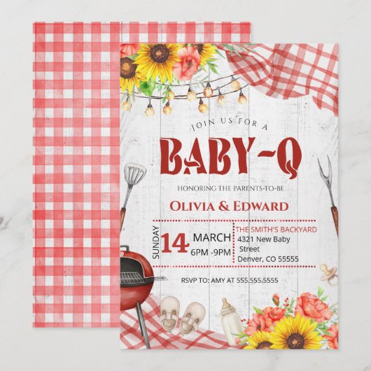 Backyard BBQ Baby Shower 招待状 (正面/裏面)