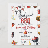 Backyard BBQ Barbecue Birthday Party 招待状 (正面)