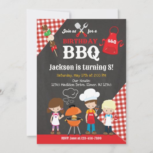 Backyard BBQ Birthday Party 招待状 (正面)