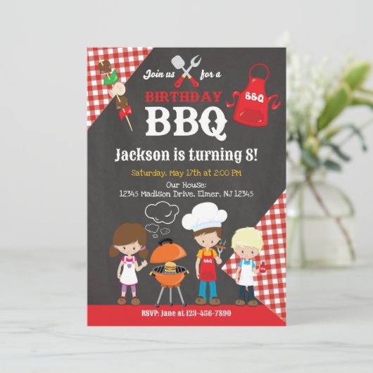 Backyard BBQ Birthday Party 招待状 (スタンド正面)