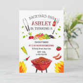 Backyard BBQ Birthday Party Invitation 招待状 (スタンド正面)
