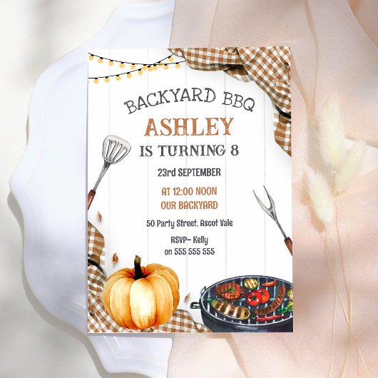 Backyard BBQ Birthday Party Invitation 招待状