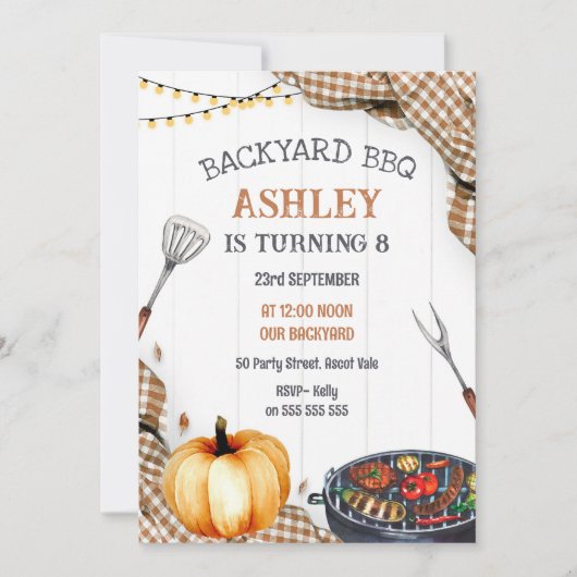 Backyard BBQ Birthday Party Invitation 招待状 (正面)